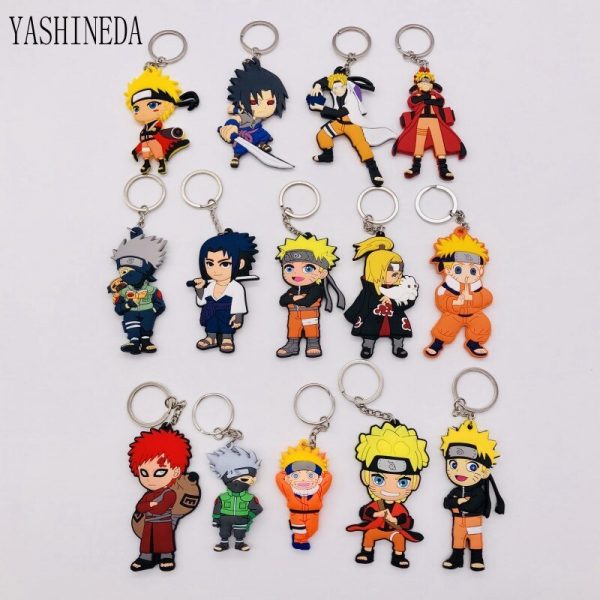 Double Side 3D Cartoon Character Naruto Cosplay Key Silicone Figure Animated AT2302
