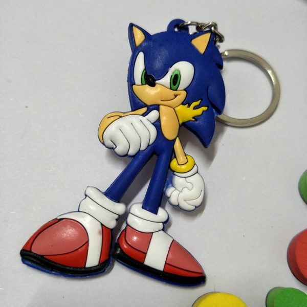 Figure Chain Animated 3D Sonic Hedgehog Key Double Side Key Ring Pvc Rubber Cartoon AT2302