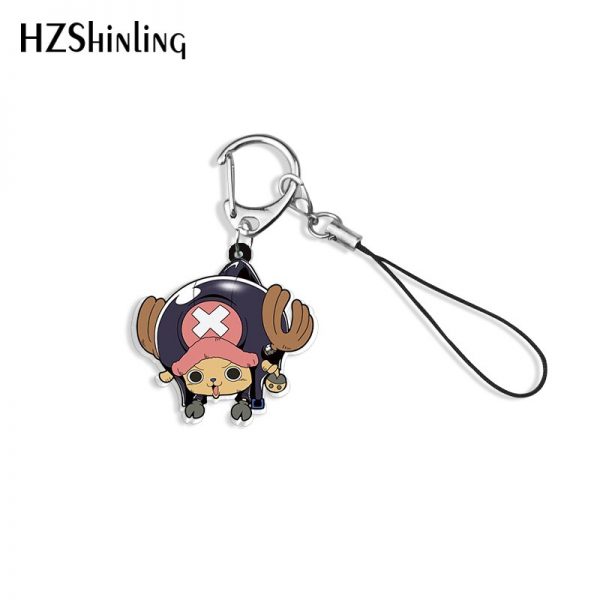 New One Piece Animated Cute Luffy Chopper Key Chain Epoxy Acrylic Jewelry Bag AT2302