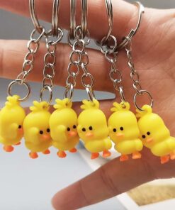 2pcs Little Yellow Duck Keychain Cartoon Anime Cute Mini 2.5cm Little Duck Keyring Pendant