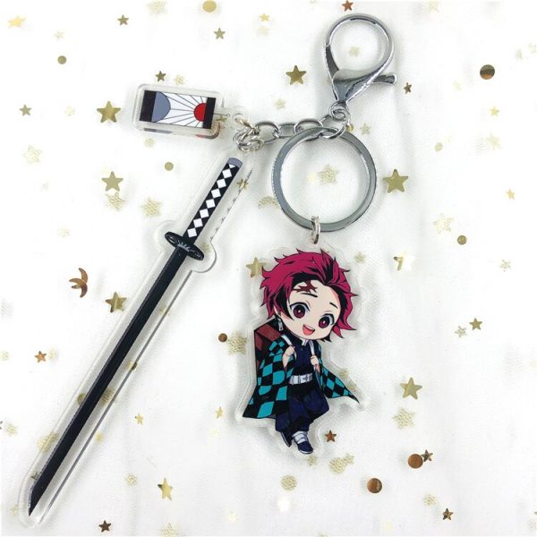 Keychains Demon Slayer Sword Man Car Accessories Key Kimetsu No Yaiba Acrylic AT2302