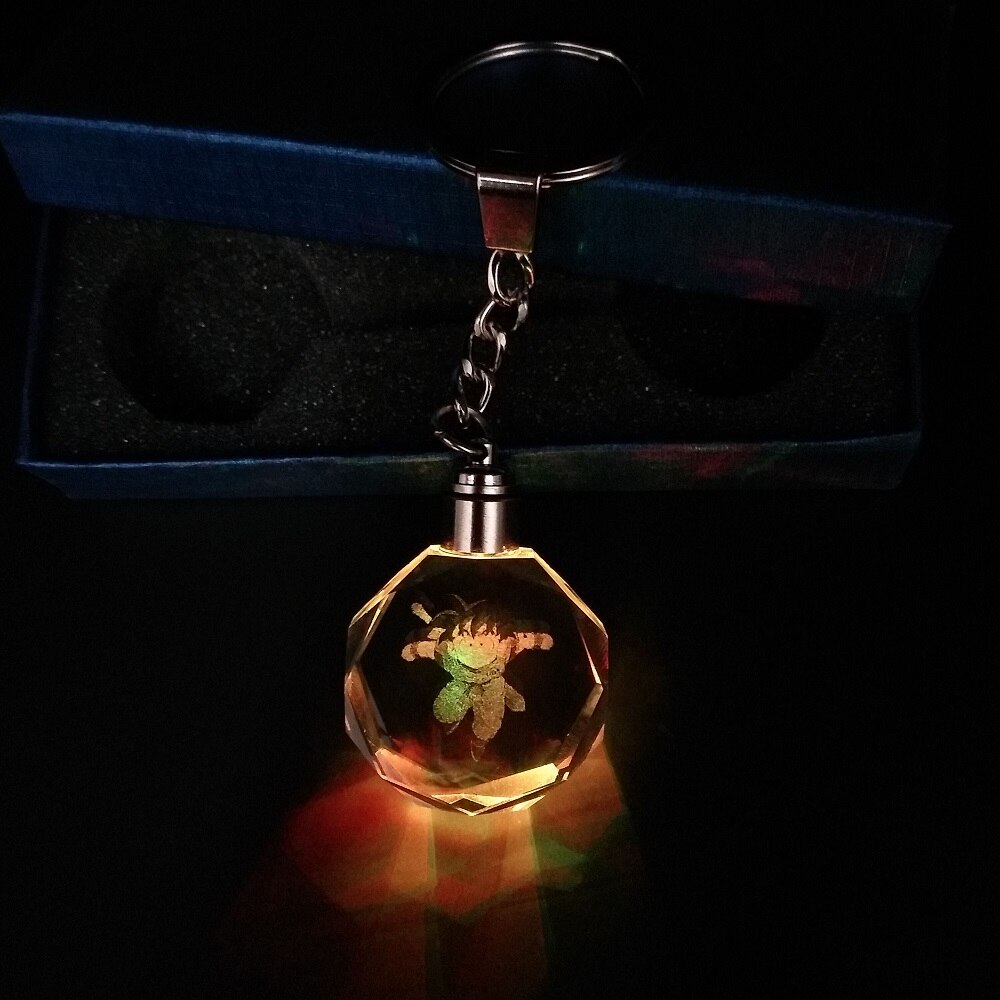 Porte-clés Led Light Saiyan Goku Vegeta Porte-clés en verre brillant Cosplay AT2302