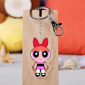 Flower Cartoon Cosplay Powerpuff Bubbles Hairy American Keychains Transparent AT2302
