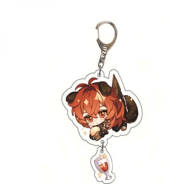Cute Genshin Impact Diluc Ragnvindr Cosplay Acrylic Keychain G Shaped Buckle Accessories Bag Car Pendant Key Ring Game Fans Gift 800x800 1 - Anime Keychains™