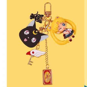 Key Chain Animated Japanese Sailor Moon Moon Cat Toy Metal Key Figure For Bag AT2302
