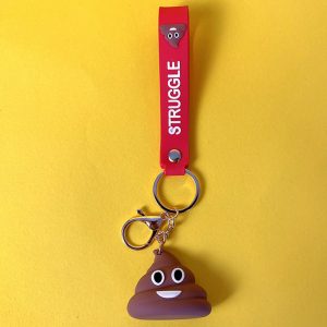 Poop Bag Keychain Creative Smiling Face Silicone Cartoon Animated The Cool Little Car Key AT2302