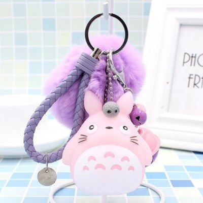 Totoro Keychain Cute Kawaii Kitty Cat Key Chain Ring Bb Fluffy Animated Dolls AT2302
