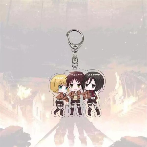 Attack Arrival Silver Plated Key Chain Titan Animated Face Double Acrylic Key Charm AT2302