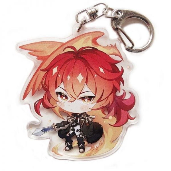New Genshin Impact Diluc Ragnvindr Figures Acrylic Keychain G Shaped Buckle Accessories Cute Bag Car Pendant Key Ring Game Fans Gift 800x800 1 - Anime Keychains™