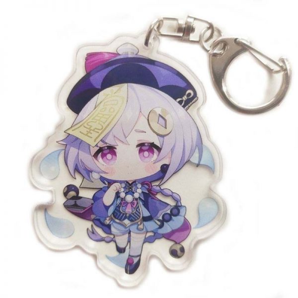 New Genshin Impact Qiqi Figures Acrylic Keychain G Shaped Buckle Accessories Cute Bag Car Pendant Key Ring Game Fans Gift 800x800 1 - Anime Keychains™